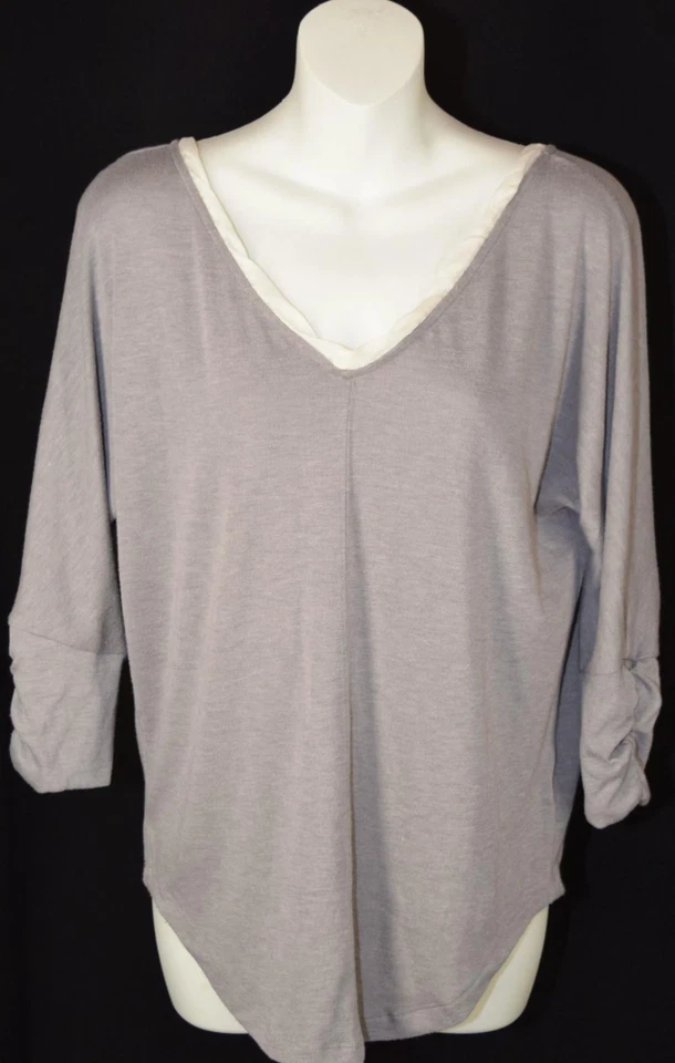 Deletta Women's Gray 3/4 Sleeve Crisscross Back Top Shirt S Small - Image 2 of 4