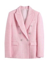 Office Plaid Oversized Long Jackets Women Long Sleeve Double Button Pockets Tops