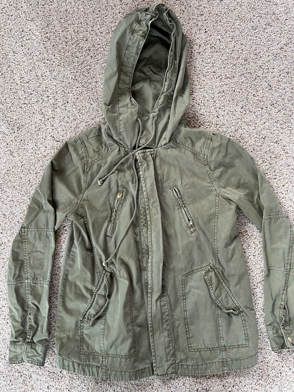 American Eagle Cargo Jacket - Women's Size Small - Olive Utility Distressed