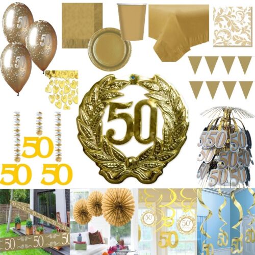 Party Deko Gold Hochzeit 50 Jahre Jubiläum goldene Hochzeit RIESEN AUSWAHL - Bild 1 von 33
