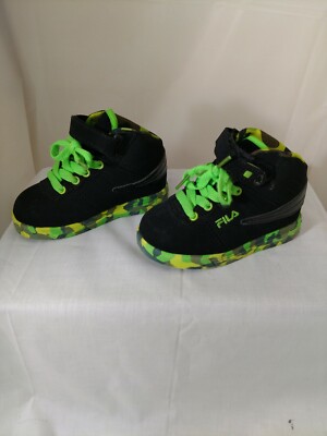 FILA Kids Vulc Mashup High Top Basketball Sneakers Black/Green