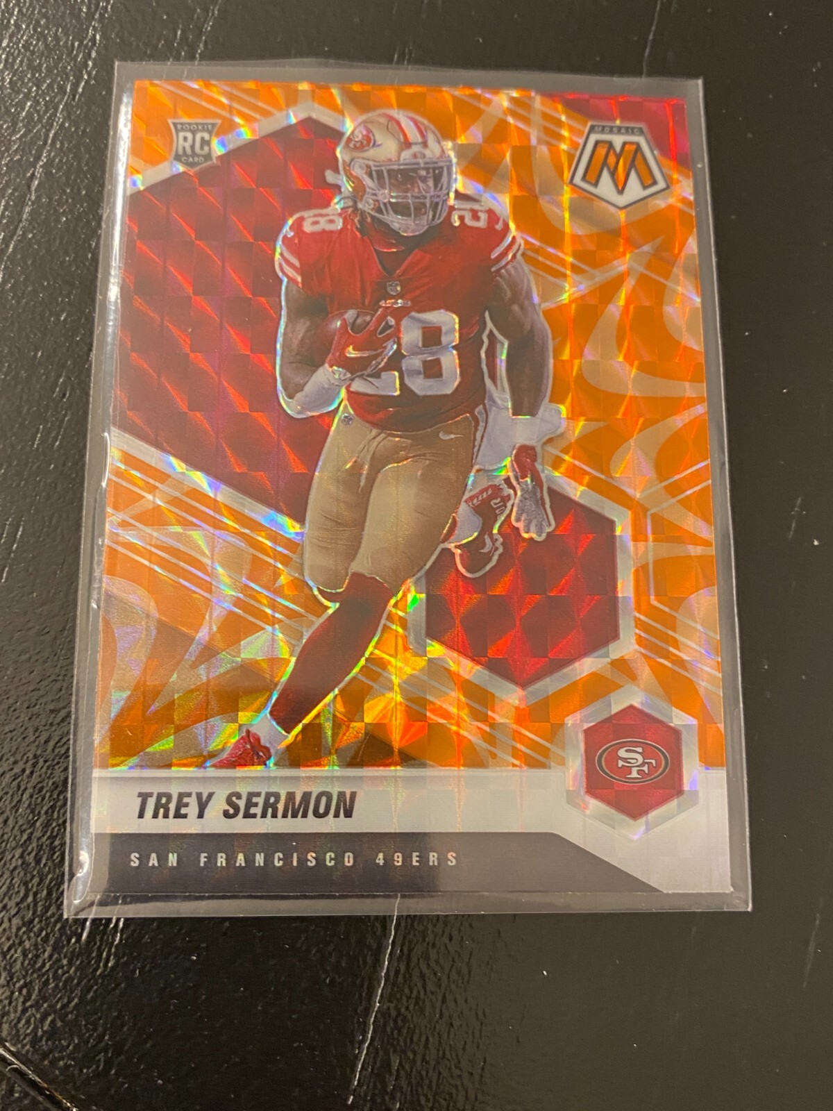2021 Mosaic Trey Sermon Orange Reactive Prizm Rookie San Francisco 49ers #324