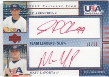 2005 JP Arencibia LaPorta UD Upper Deck USA DUAL ROOKIE AUTO /16 - Blue Jays
