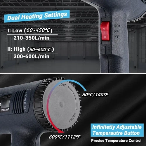 Digital Heißluftpistole Heißluftgebläse Heißluftfön Heißluft LCD-Bildschirm 2 kW - Bild 5 von 7