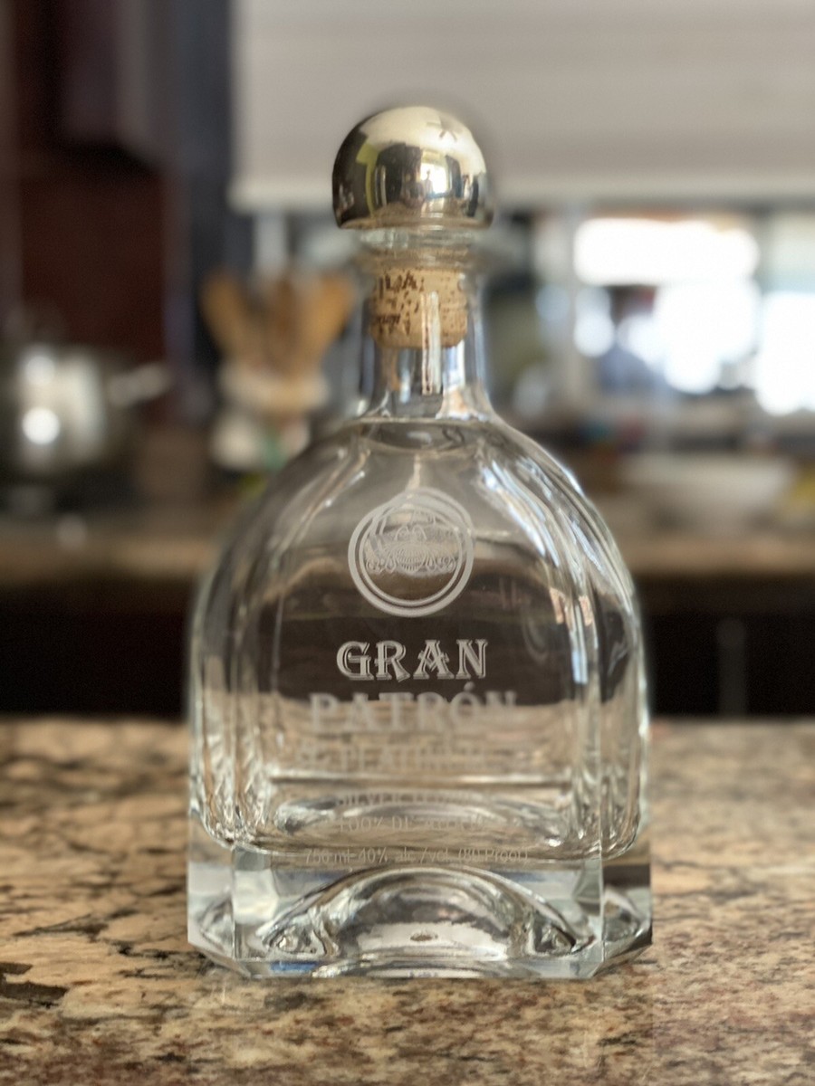 EMPTY GRAN PATRON PLATINUM TEQUILA BOTTLE 750ML WITH BLACK