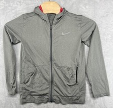 Nike Dri-Fit Gray Full Zip Hooded Jacket Fitted Pockets Size Small S