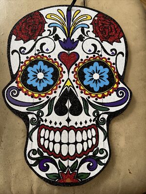 Day of the Dead Halloween Skull Front Door Hanger