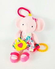 2016 Carters Pink Elephant Baby Girl Plush Rattle Crib Toy Flower Dress Lovey