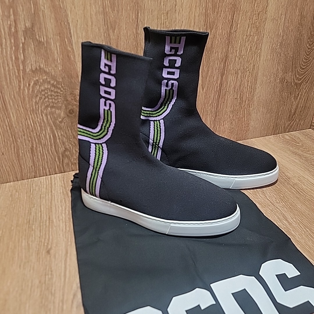 SAOLA Stivali sneaker GCDS in maglia nera EU39 US 8 5 logo calzino suola platform made in Italy