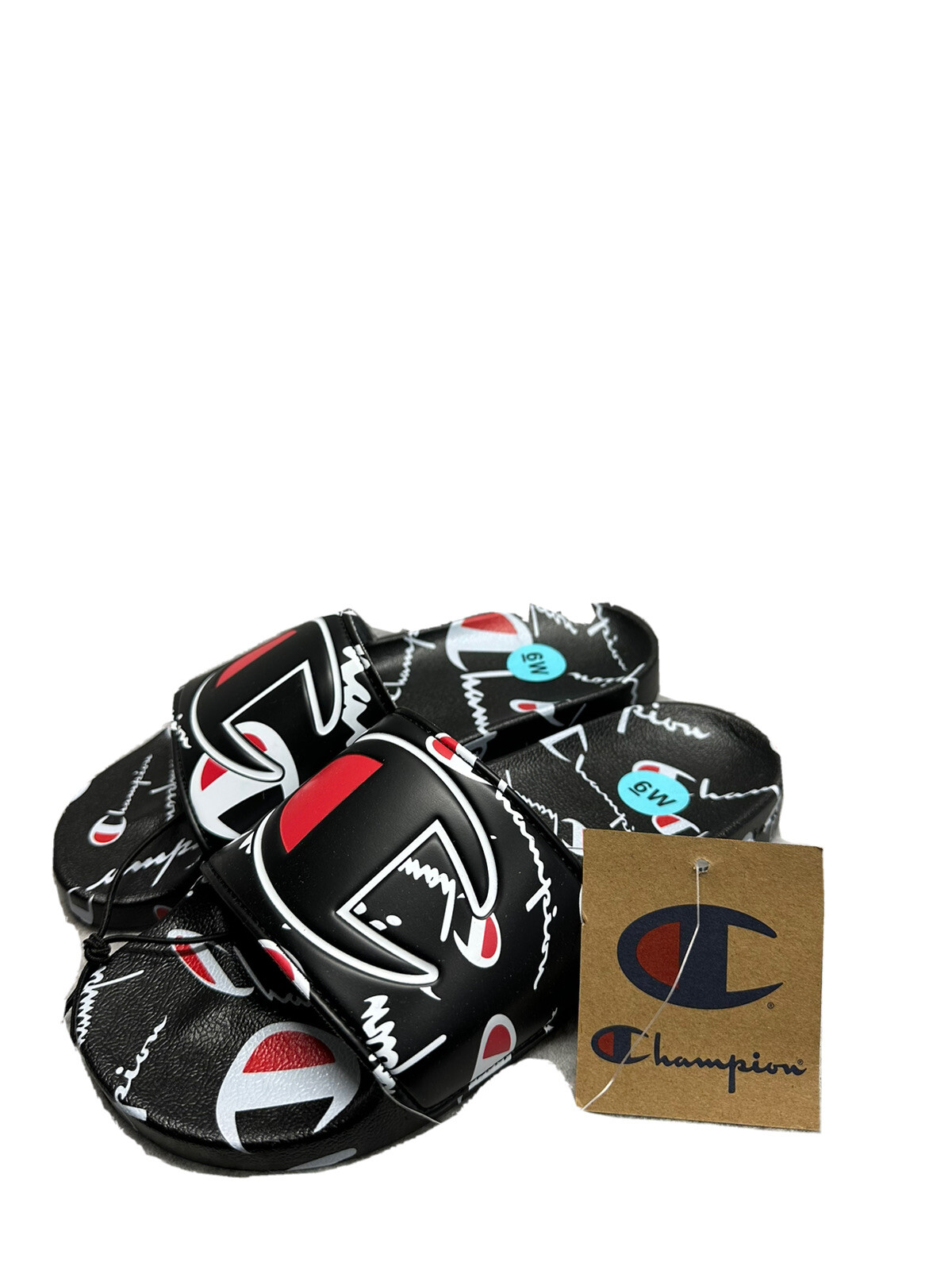 CHAMPION IPO REPEAT SLIDES SLIPPER SANDAL SHOES BLACK/White 