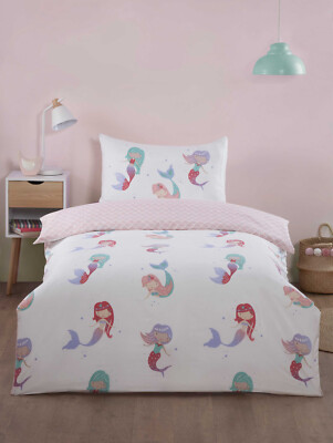 Little Mermaid duvet cover set, children's bedding set, single size, pink,  shell UK