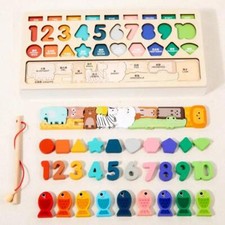 Montessori Math Toys for Toddlers Educational Wooden Puzzle Counting Game