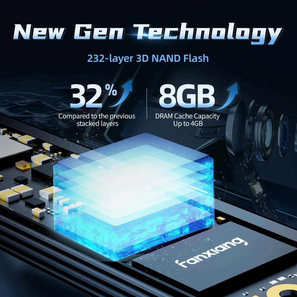 Fanxiang S900pro 1TB 2TB PCIe Gen5 NVMe M.2 SSD Festplatte mit Heatsink - Bild 3 von 4