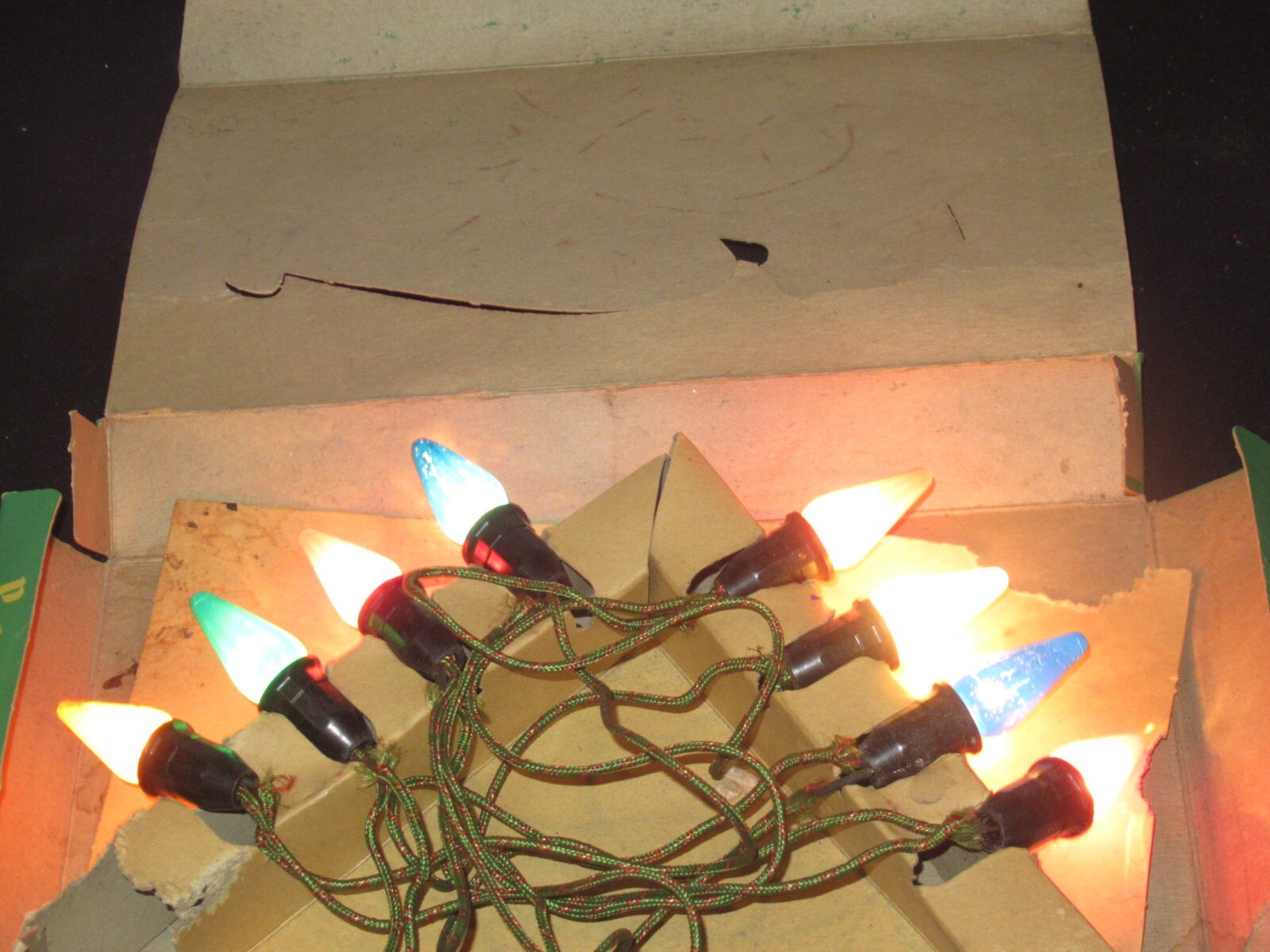 8 Vintage C6 Christmas Light Bulbs Flame w/ Cord Peerless Box (B968) eBay