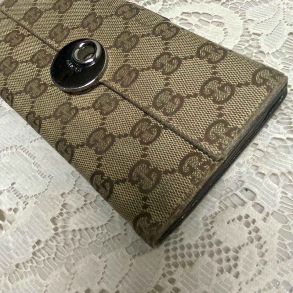 Authentic, Gucci Brown Canvas Long Bi-fold Wallet 7.5in x 4in - Image 4 of 4