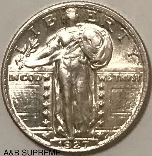1927 Standing Liberty Quarter From OBW Roll Choic-Gem Bu Uncirculated 90% Silver