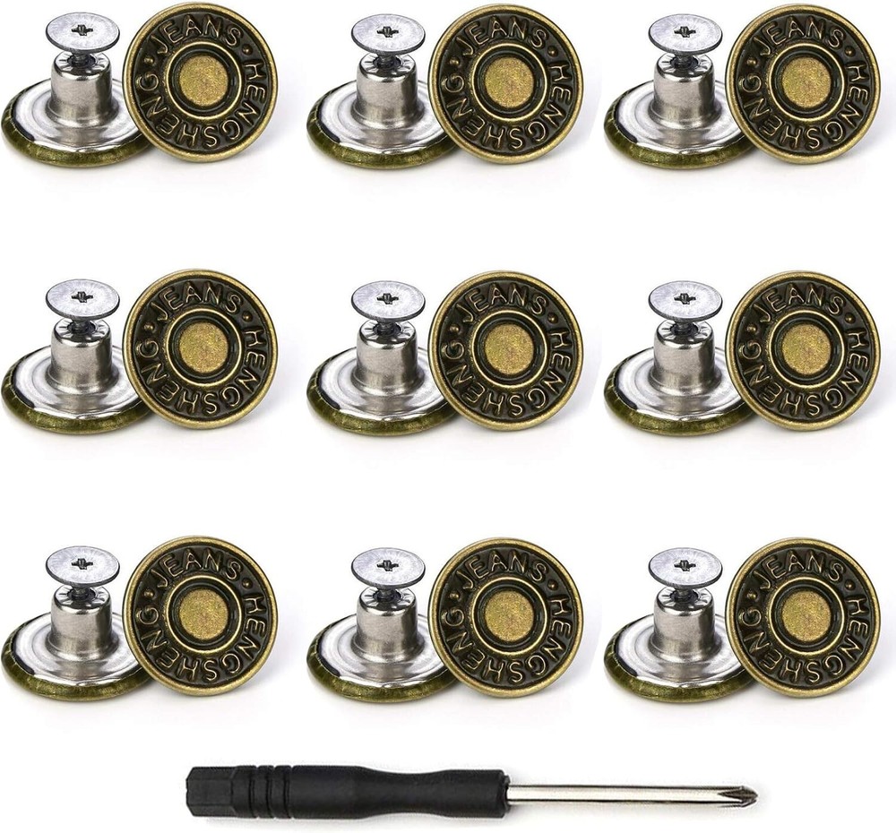 Jeans Buttons Replacement 17MM with Tool Instant No Sew Buttons for Pants New