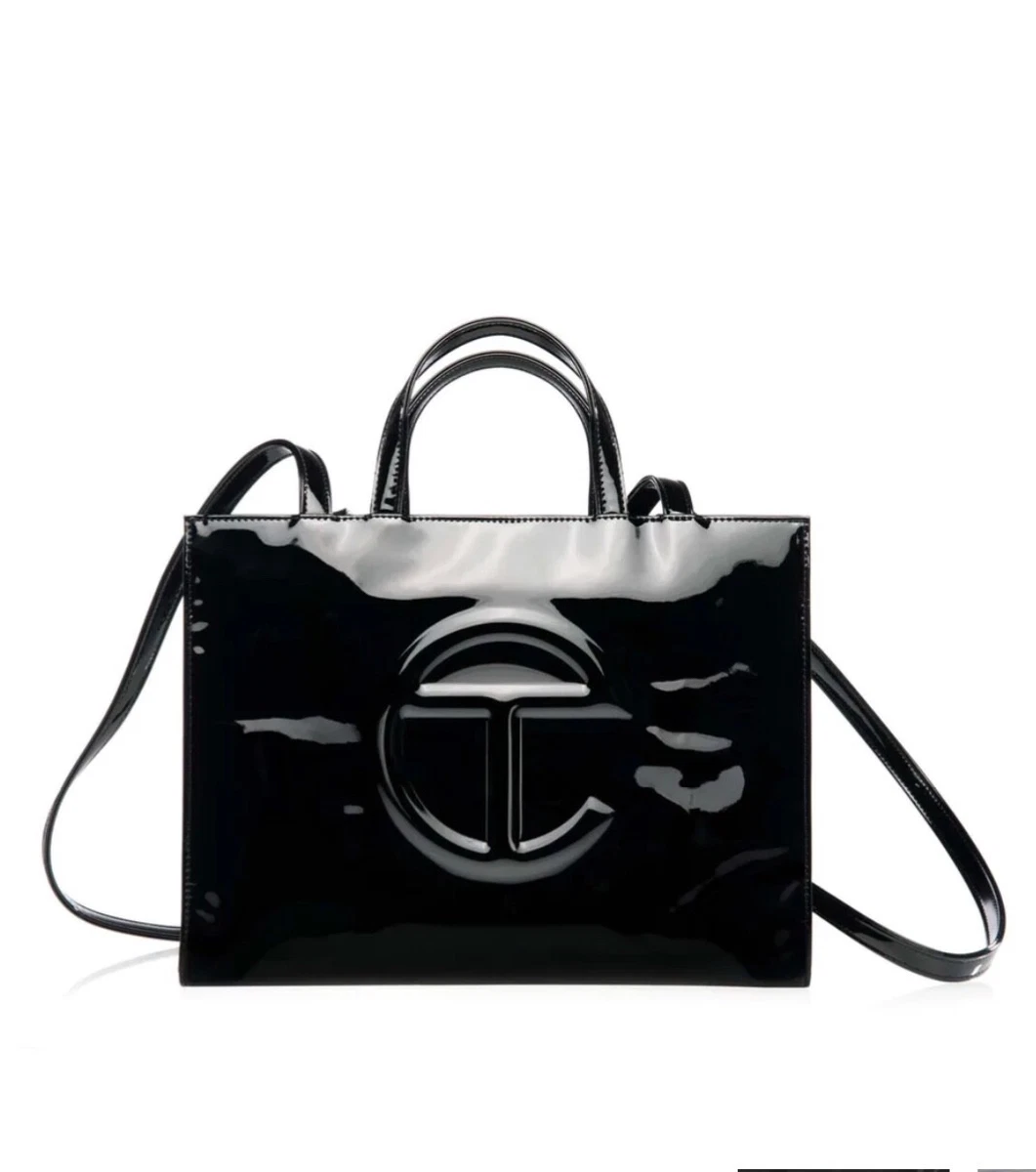 BNWT Telfar Black Patent Shopping Bag - Medium SIZE Brand New with Tags