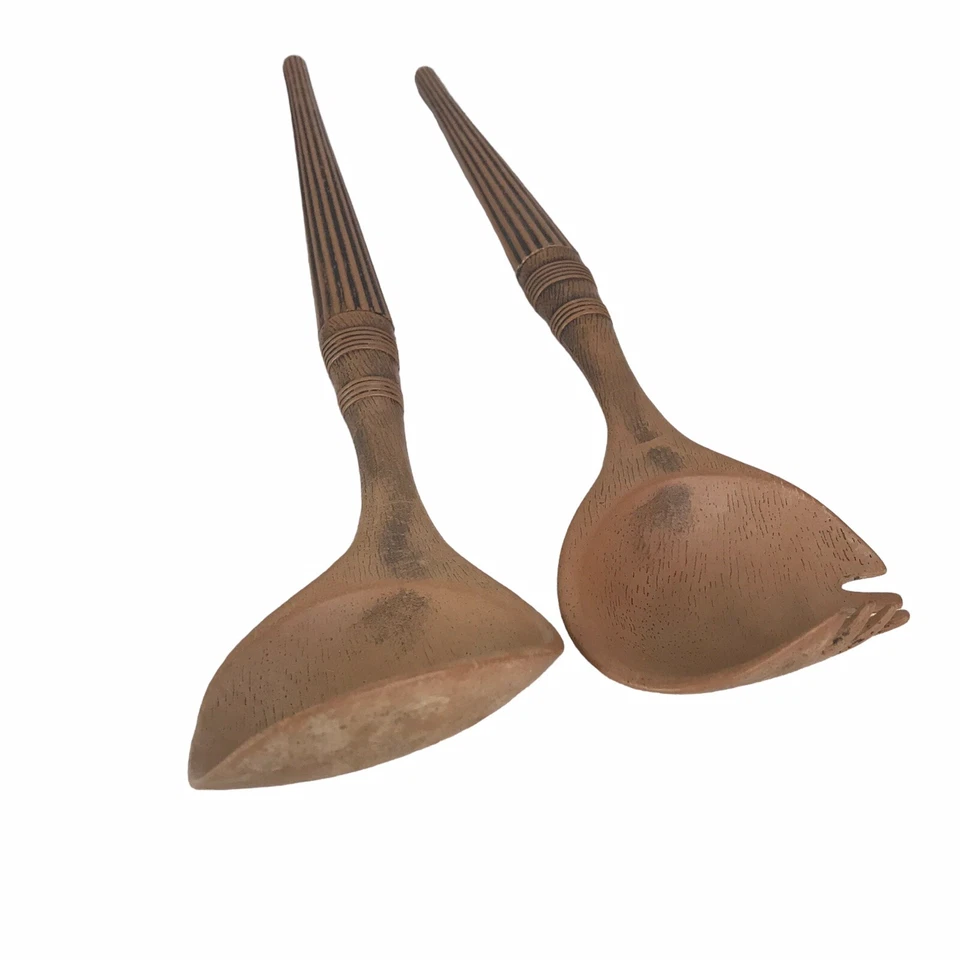 MCM Plastic Salad Serving Fork Spoon Brown 11" - Image 2 of 4