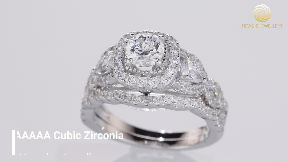 Newshe Sterling Sr Wedding Rings For Women 1.4 Ct Pear Shape AAAAA Designer Luxury Jewelry CZ Engagement Ring Set Jewelry NR5015 From 176,63 € | DHgate