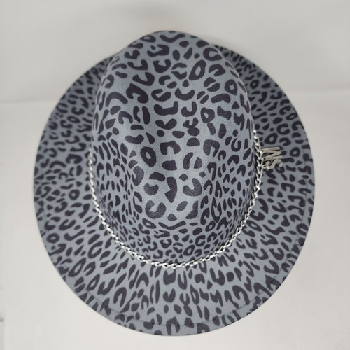 Steve Madden Fedora Hat Womens Leopard Logo Silver Chain Outdoors Hat Lined - Picture 7 of 10