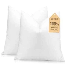 Set of 2 Down and Feather Throw Pillow Inserts 18x18 Soft Fluffy Pillow Inser...