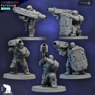Ogroid Shock Troops (Missile Launcher) Ghamak - Tabletop Sci Miniatures 3D Print