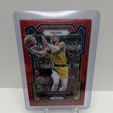 2023-24 Panini Prizm Tyrese Haliburton Red Sparkle Prizm #102 Pacers