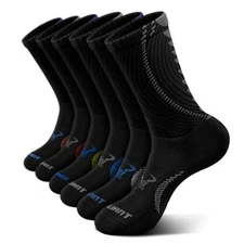  Men Socks, Athletic Compression Crew Socks Cushioned 11-13 6pairs-black4746