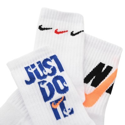 Nike Everyday Plus Cushioned Men's Training Crew Socks 3 Pack-White-New