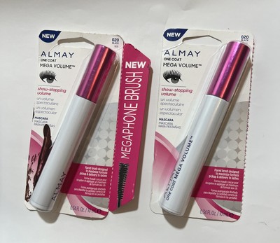 Lot of 2 Almay One Coat Mega Volume Mascara Flared Brush Design 020 BLACK