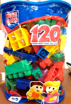 Mega Bloks  120 Pieces in Zipper Bag Multicolor Large Size For Little Hands