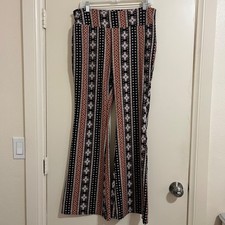 Women Bell Bottom Pants Size XL Indie Boho Festival Groovy Tribal Earthy Retro.