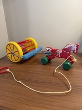 VTG Antique 1940's Swedish BRIO Wooden Horse Pull Toy