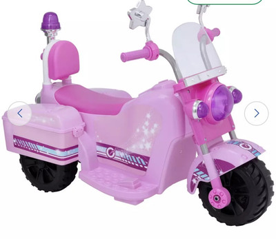 EVO Shimmer Elektro Trike 6V angetriebenes Fahrzeug Fußbedienung rosa Sitzkiepe geöffnet