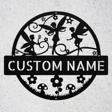 Custom Fairy Metal Sign Personalized Garden Decor Plaque Gift for Home Wall
