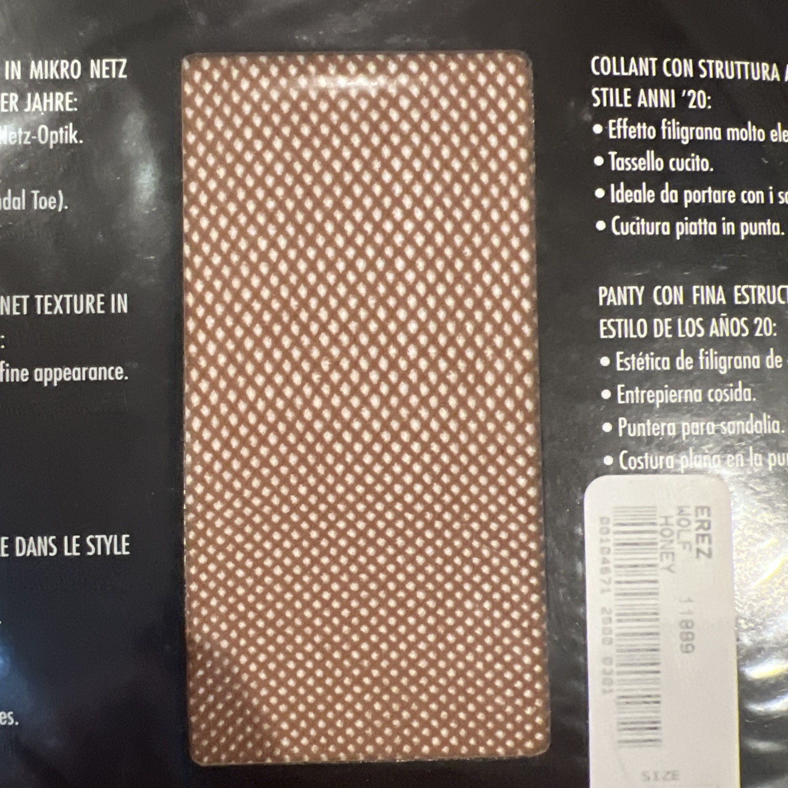 Wolford Twenties Fishnet Tights Honey Micro-Mesh Sandal Toe Medium image 7