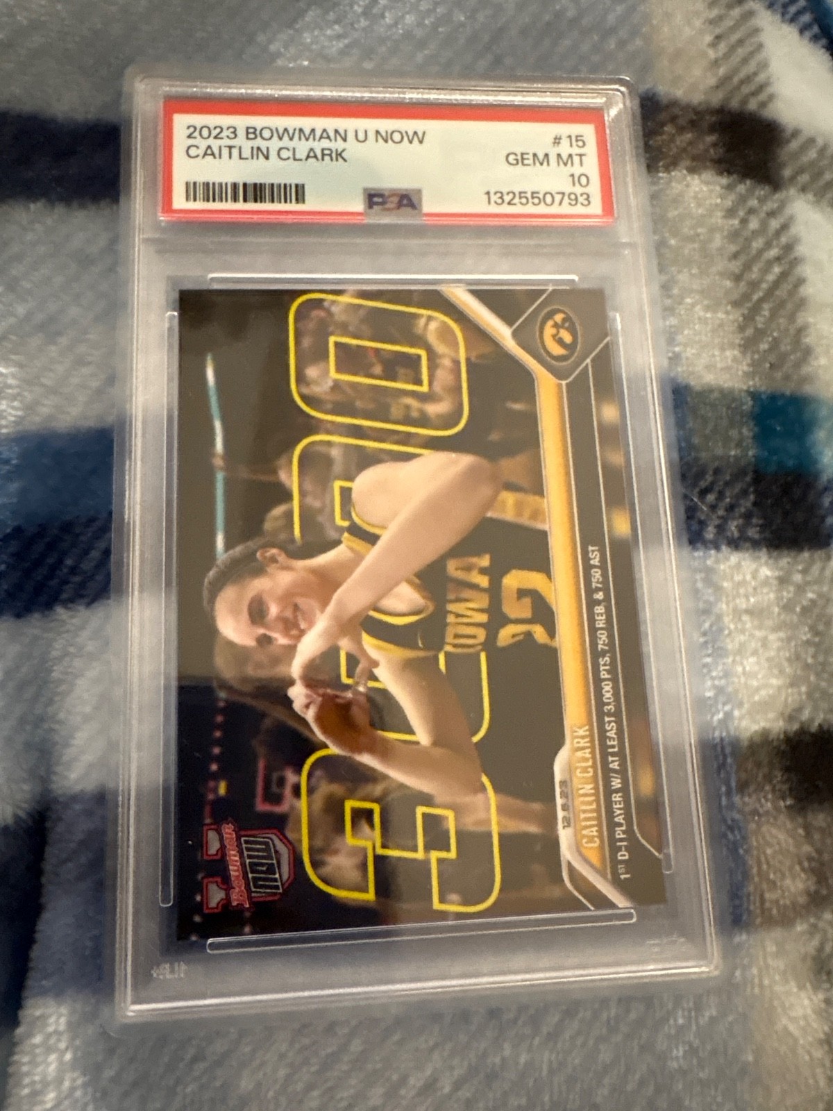 Caitilin Clark - 2023 Bowman U Now #15 (3000) Points PSA 10 Iowa Caitlin Clark
