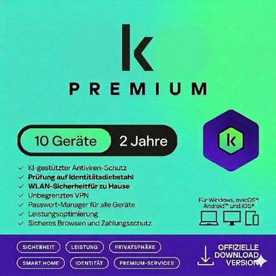 K PREMIUM Total Security 2026 10 Geräte / PC 2 Jahre | VPN Passwort Manager 2027