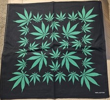 MARIJUANA LEAF LEAVES PRINT ALL OVER BANDANA HANDKERCHIEF  SET OF 3 BANDANNA 