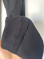 Vintage 04A Chanel FR-36/38 Pants Black Wool Silk Tuxedo Detail Trousers 2004