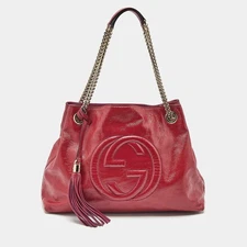 Gucci Pink Patent Leather Medium Soho Chain Tote