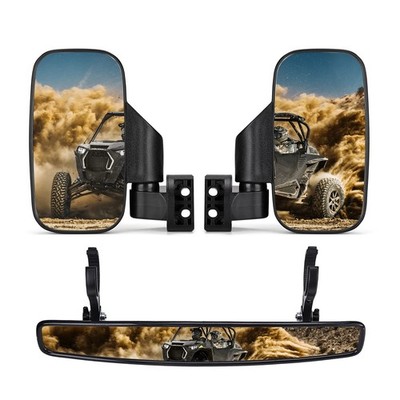 KEMIMOTO UTV Side side mirrors 7.5*3.7'' center mirror 17''*3.15'', Black 