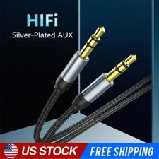 6FT 3.5mm AUX Audio Nylon Braided Cord Cable PC iPod Car Phone headphone more