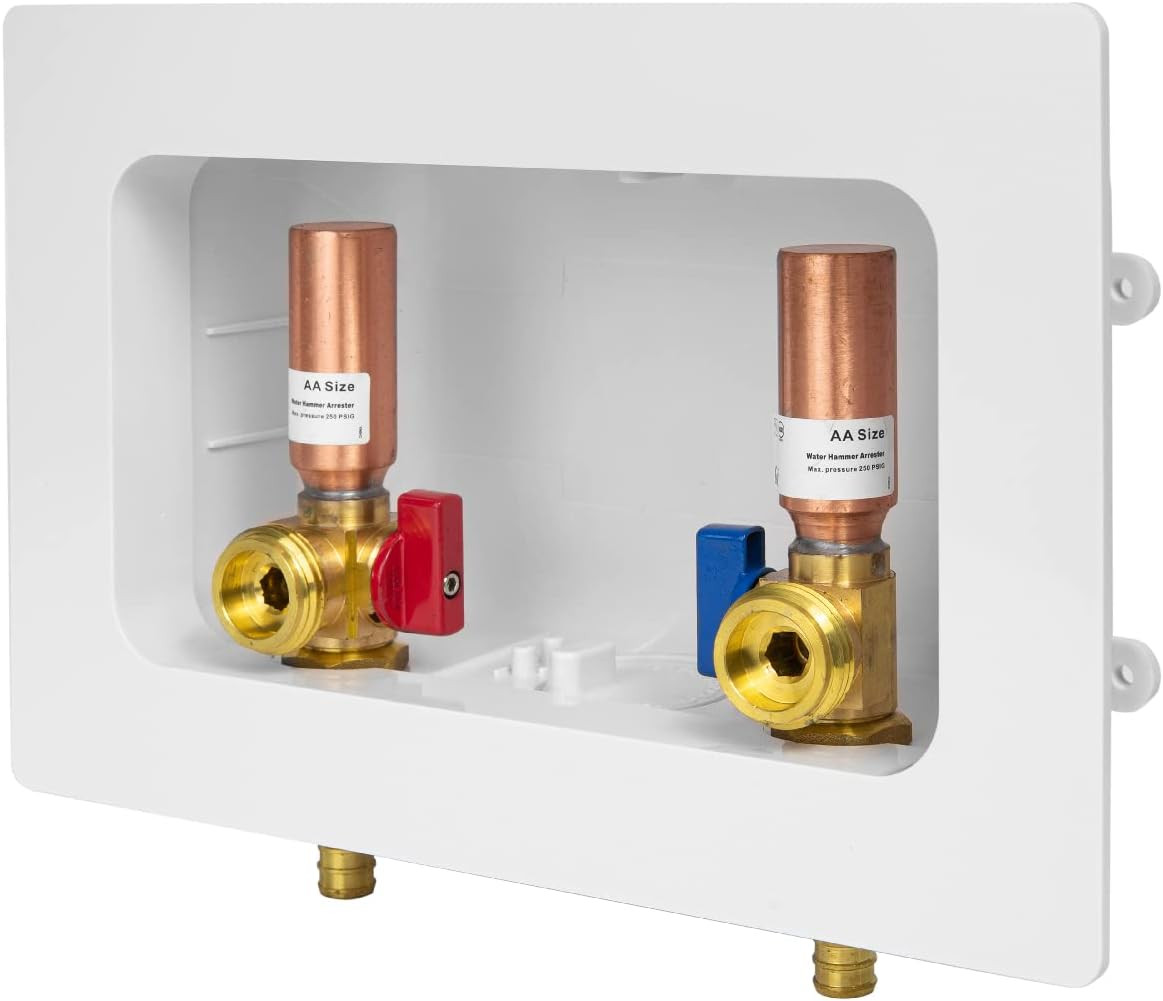 1 Piece EFIELD 1/2"PEX Crimp Washing Machine Outlet Box(Copper Arrestor)