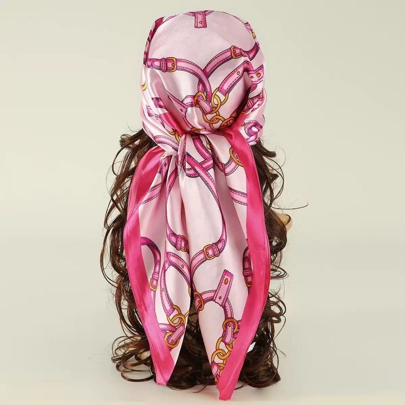 Luxury Silk Shawl Square Scart for Women Satin Hijab Fashion Wraps Neckerchief F