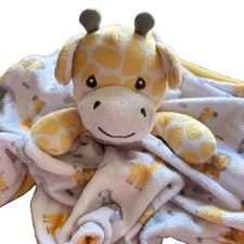 Giraffe Snuggle Blankie Teether Rattle 12 Square Security Blanket Lovey Yellow