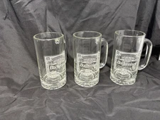 3 16oz Anheuser Busch Budweiser Heavy Clear Glass Mugs Tankard