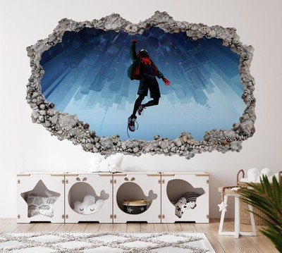 3D Miles Morales Wandsticker Spiderverse Aufkleber Kinderzimmer Smash Hole Dekor