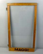 Originale alte Maggi-Vitrinentür für Schauvitrine Verkaufsvitrine Holz Glas